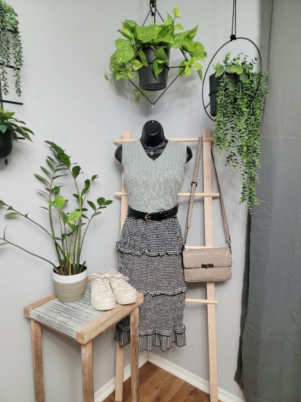 Gingham Black & White Dress